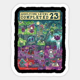 Adulting Level 23 Completed Birthday Gamer Sticker